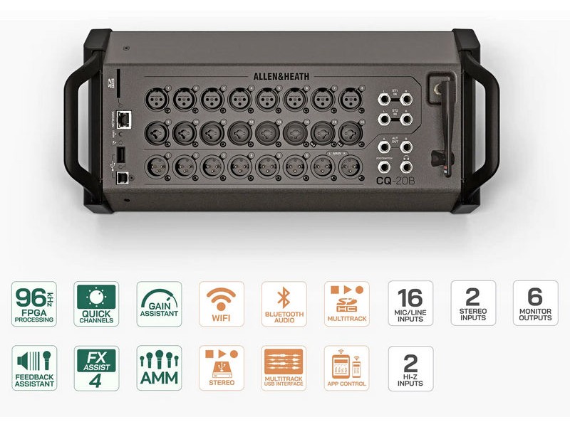 Allen & Heath CQ-20B, mikšerinis pultas su Wi-Fi ir Bluetooth