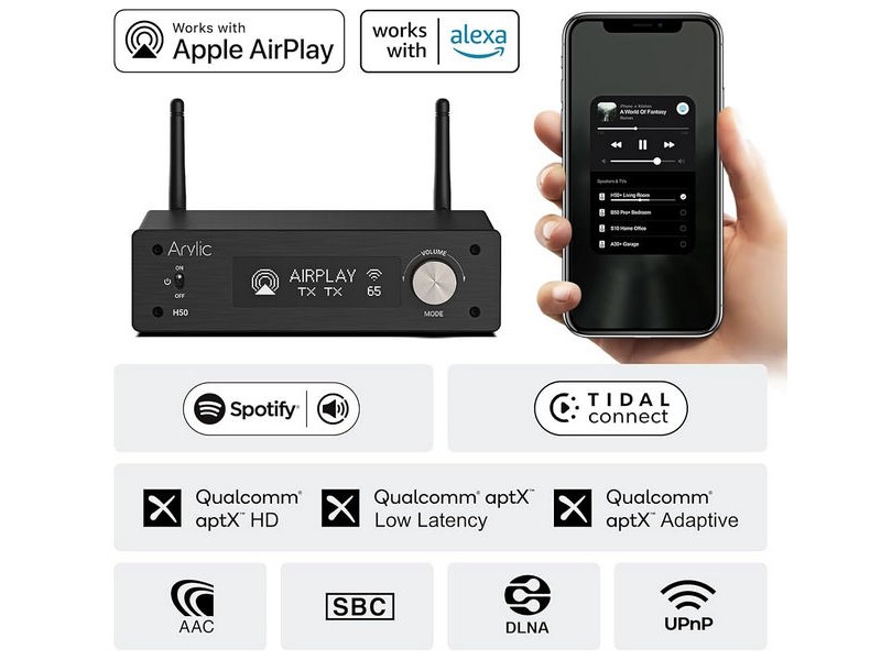 Arylic H50, stereo stiprintuvas su įmontuotu media grotuvu