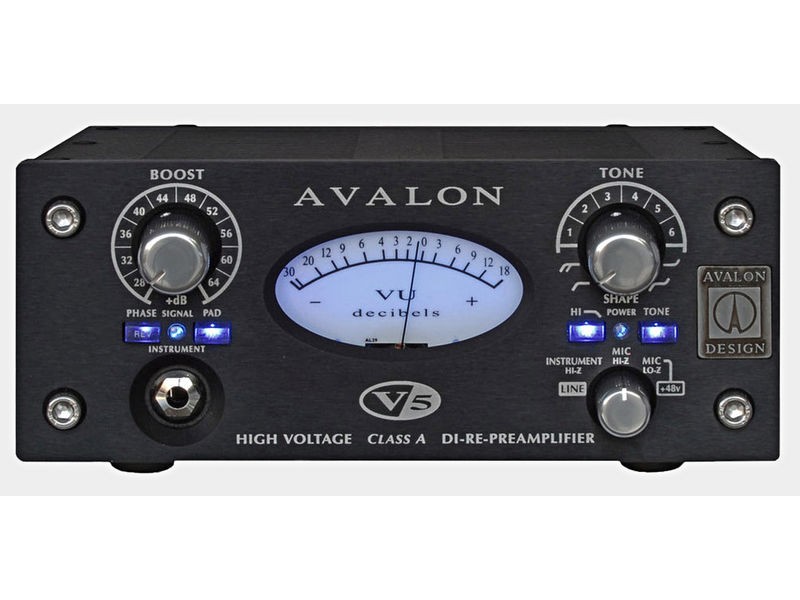 Avalon V5 Black, mono DI  Box, RE Amp, pradinis stiprintuvas mikrofonui ar instrumentams