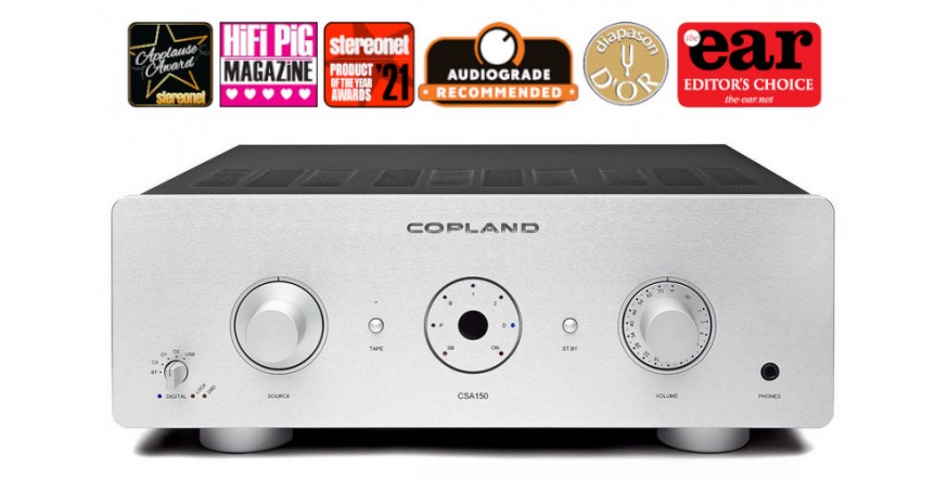 Copland CSA150 Silver, hibridinis stereo stiprintuvas su DAC